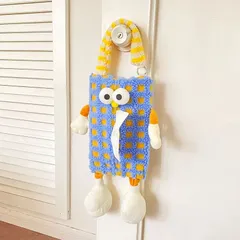 ティッシュケース ボックス 布製 コンパクト 個性的 カラフル ポップ キャラクター もこもこ 子供部屋 寝室 インテリア 吊り下げ キッズ オシャレ かわいい おもしろ 車 アメリカンレトロ コミック ストライプ チェック ハンギング Y2K 青色 ブルー