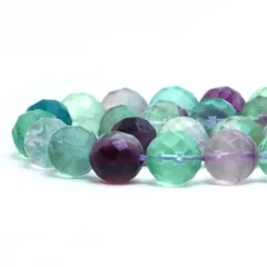 ○1連販売○フローライト【カット】10mm【天然石 ビーズ パワーストーン】