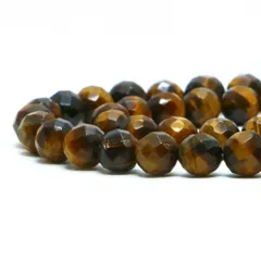 ○1連販売○タイガーアイ【カット】8mm【天然石 ビーズ パワーストーン】