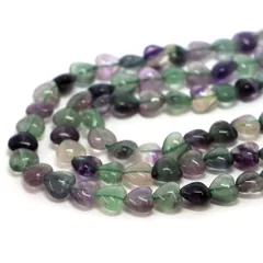 ○1連販売○フローライト【ハート】10mm（厚み6mm）【天然石 ビーズ パワーストーン】