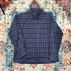 L 90s エディー・バウアー コーデュロイ チェック シャツ