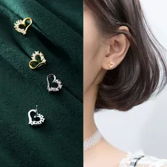 ピアス レディース CZダイヤ (キュービックジルコニア) オープンハート 韓国ファッション アレルギー対応 ポイント消化 誕生日 母の日 プレゼント