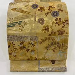 【美品】 袋帯 秀品 金色 六通 正絹 【中古】