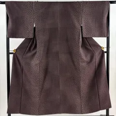 【美品】 小紋 身丈152cm 裄丈66cm M 袷 幾何学模様 灰紫 正絹 秀品 【中古】