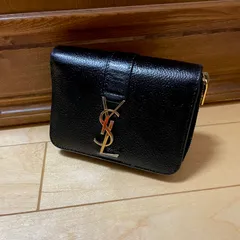 SAINT LAURENT 折り財布 YSL レザーキャビアスキン