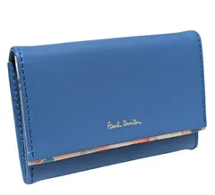 未使用 訳あり　ポールスミス カードケース 名刺入れ ブルー 青 花柄 PWD512 ペタルプリント トリム 二つ折り レザー Paul Smith