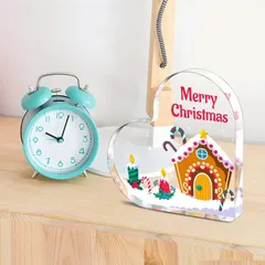 【新商品】【クリスマス特集】クリスマス ハート型 アクリル　置物 　ツリー柄 インテリア雑貨　オブジェ