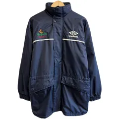 UMBRO アンブロ 中綿ジャケット ナイロンジャケット フード付き ロゴ刺繍 フルジップ ポケット付き 紺 ネイビー Lサイズ No.L260