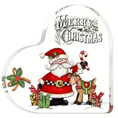【新商品】【クリスマス特集】クリスマス ハート型 アクリル　置物 　ツリー柄 インテリア雑貨　オブジェ
