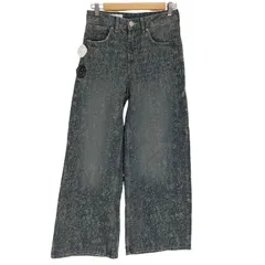 ザラ ZARA HIGH-RISE WIDE-LEG ダメージ加工 ジップフライデニムパンツ メンズ  34