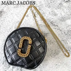 希少美品✨MARC JACOBS マークジェイコブス ザステータス ラウンドクロスボディー ショルダーバッグ キルティングレザー チェーンショルダー ゴールド金具 デカロゴ 黒 ブラック