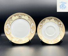 希少】明治期 京薩摩 薩摩焼 カップ＆ソーサー 金光山銘入り 百花繚乱