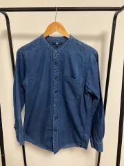 ユニクロ ブルー バンドカラー シャツ 500