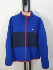 トミー ジーンズ フリース ウィンドブレーカー リバーシブル シープスキン ボア ジャケット ブルー 白 m