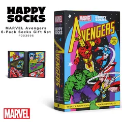 【新品・未使用】 6足セット ソックス メンズ マーベル アベンジャーズ MARVEL Avengers ギフト ハッピーソックス 靴下 おしゃれ ブランド かわいい ギフトボックス クルー丈 くつ下 プレゼント 派手 キャラクター 14252001-01のサムネイル