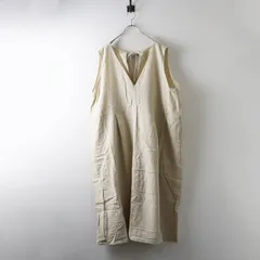 未使用 サマンサモスモス Samansa Mos2 SM2 ゆったりジャンスカ F＼ベージュ コットンリネン ワンピース フレア【2400014624601】