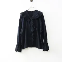 サマンサモスモス Samansa Mos2 SM2 綿ドビースカラップレースブラウス F‖ブラック トップス フリル ピンタック【2400014689082】