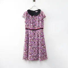 極美品 トッカ TOCCA 洗える IPANEMA FLOWERS ドレス 6＼パープル レース襟 ワンピース フレア フラワー【2400014688252】のサムネイル