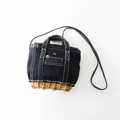 エバゴス ebagos キャンバスカゴ底 ミニトート バッグ ブラック×ナチュラル┃ショルダーバッグ クロスボディ【2400014691207】のサムネイル