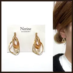 ブラウン　雫　ひねり　ハンドメイド　ピアス　イヤリング