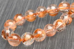 【１点物】透明◇内包美 ブロンズルチルクォーツ　6.5mm　ブレスレット パワーストーン 天然石 _U7923