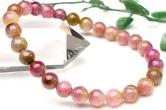 【１点物】高品質◇マルチカラー ウォーターメロントルマリン　6.5mm　ブレスレット パワーストーン 天然石 _U7974