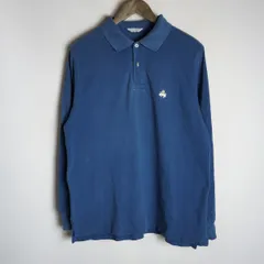 BROOKS BROTHERS ブルックスブラザーズ ゴールデン フリース コットン 長袖 ロング スリーブ ポロ シャツ 刺繍 USA製 青緑 M 1018P★4
