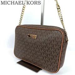 良品 MICHAEL KORS マイケルコース ショルダーバッグ ブラウン ロゴプレート レディース チェーンショルダー カメラバッグ ポシェット 中古