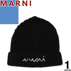 大特価！大人もOK! 完売 Marni 刺繍ロゴ リブ ニット帽 キャップ BK