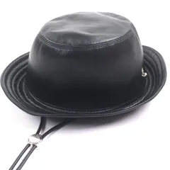 極美品▼HERMES エルメス 羊革 ラムレザー 裏地カシミヤ100% シルバー金具 グレナン 帽子 バケットハット ブラック 59 正規品 メンズ 極美品▽HERMES エルメス 羊革 ラムレザー 裏地カシミヤ100% シルバー