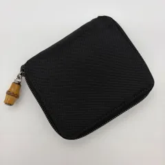 GUCCI グッチ 二つ折り財布 ラウンドジップ バンブー  ナイロン／エルメスレザー 黒　1105-2