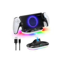 PS Portal 用充電スタンド PS5 Portal リモートプレーヤー 充電ドック 過充電防止 LEDライト付き 取り外し可能なType-Cアダプタ 取付簡単 省スペース PSポータル 周辺機器 アクセサリー 1