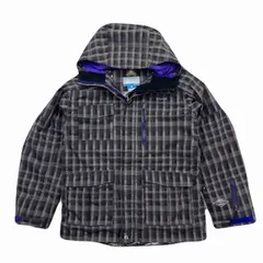 コロンビア スノボ ジャケット スキーにも パーカー ナイロンジャケット LLサイズ メンズ グレー系 チェック