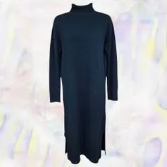 AZUL basic　アズールベーシック　ワンピース　ネイビー　レディース　タートルネック　ロング丈　長袖　スリット　伸縮性あり