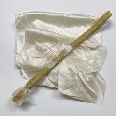 ［5945］帯締め 帯揚げ セット 扇網代文様 絞り 金糸 正絹 着物 帯絞め
