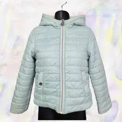 Michael Michael Kors　マイケル・マイケル・コース　中綿ジャケット　ミントグリーン　レディース　フード　ポケット　ボア　7/8