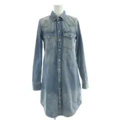 ディーゼル DIESEL デニム シャツ ワンピース XXS 青 ブルー USED加工 ひざ丈 S.C.TR000072 /AP