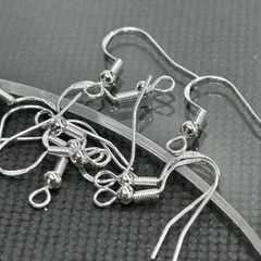 シルバー925　フックピアス　ホワイトシルバー（白銀）　ペア（両耳用）　5組（10個）　 アクセサリーパーツ ハンドメイド資材