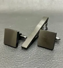 角型ブラックカフスボタン ネクタイピンセット no5-18