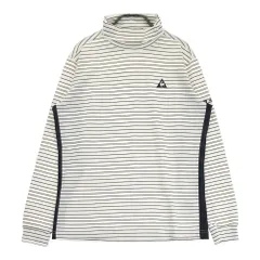 サイズ：M LE COQ GOLF ルコックゴルフ  タートルネック 長袖Tシャツ ボーダー柄 ホワイト系 [240101563088] ゴルフウェア メンズ ストスト