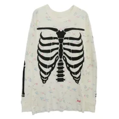 Supreme シュプリーム 25AW × Hanes ヘインズ  Bones Thermal Crew Floral ボーンズ フローラル プリント クルーネック サーマル 長袖カットソー オフホワイト系 L【美品】【中古】