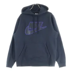 SUPREME (シュプリーム) 19AW ×NIKE Leather Applique Hooded Sweatshirt ナイキ レザーパッチ プルオーバースウェットパーカー フーディー ブラック CK6225-010