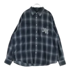 X-LARGE (エクストララージ) PATCHED FLANNEL L/S SHIRT パッチド フランネル ロングスリーブシャツ 長袖チェックシャツ グレー