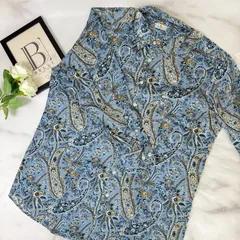 【 鑑定済み 】エトロ コットンシャツ XLサイズ ブルー 水色 ペイズリー柄 長袖シャツ 211-13190-4721