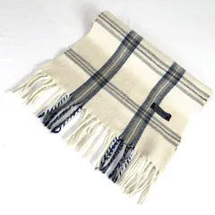 t1976 バーバリー マフラー チェック ウール100% イングランド製  男女兼用 ユニセックス ベージュ ホワイト ストール
