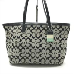 良品 COACH コーチ シグネチャー キャンバス トート バッグ ブラック レディース ブランド 鞄 BAG r390