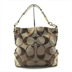 良品 COACH コーチ シグネチャー キャンバス トート ショルダー バッグ ブラウン レディース ブランド 鞄 BAG r392