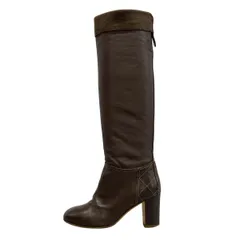 CHANEL レザー ロングブーツ　ダークブラウンサイズ36.5 23.5cm 2025年最新】シャネル ロングブーツの人気アイテム - メルカリ