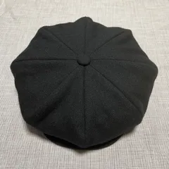 ハンドメイド　 ビッグキャスケット　黒　綾織ウール　サイズオーダー　メンズ　レディース　ココナッツ