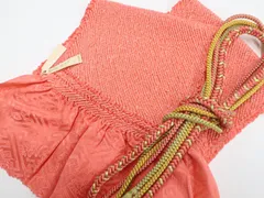 【一輝堂】和装小物 帯揚げ帯締めセット 帯揚 帯締 振袖用 総絞り 丸組 金糸 美品 25w11-13565